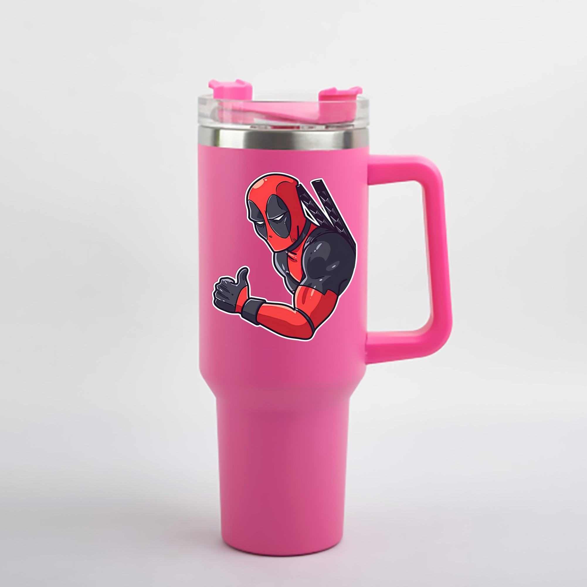 （画像用） Deadpool デッドプール 1200mL車用タンブラー - クリスタルステッカー（プラスチックストロー付き）